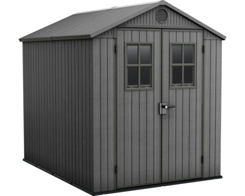 Keter Gartenhaus Gerätehaus Darwin 6x8 granitgrau mit Fußboden und Doppeltür - 4306516025244