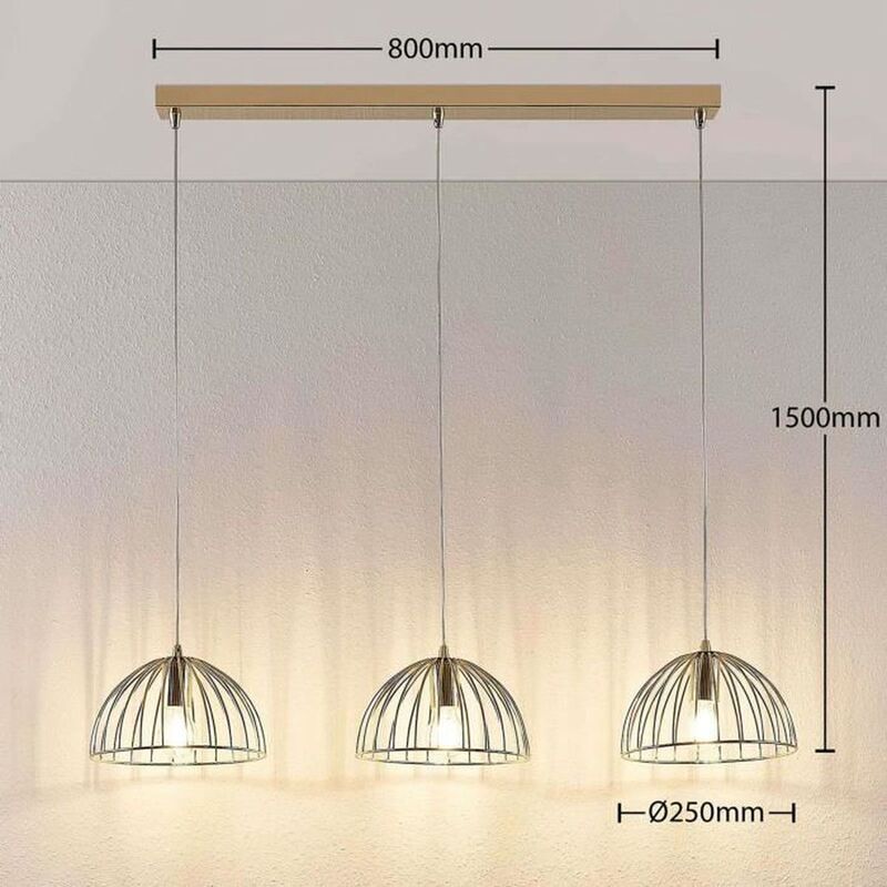 Lampenwelt Käfig-Hängeleuchte Hängeleuchte Lampe Deria messingfarben 3-flammig 6 - 4251096551846
