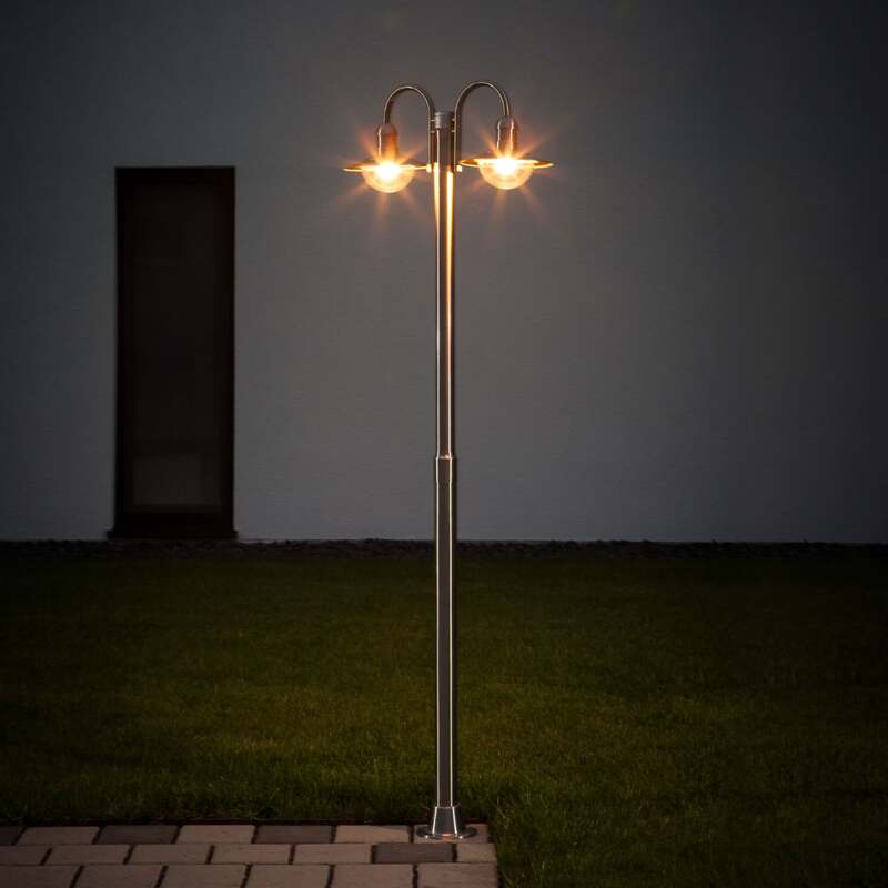 Lindby Außenleuchte Damion 2-flammig LED Gartenleuchte Edelstahl 200cm IP44 - 6291105706728
