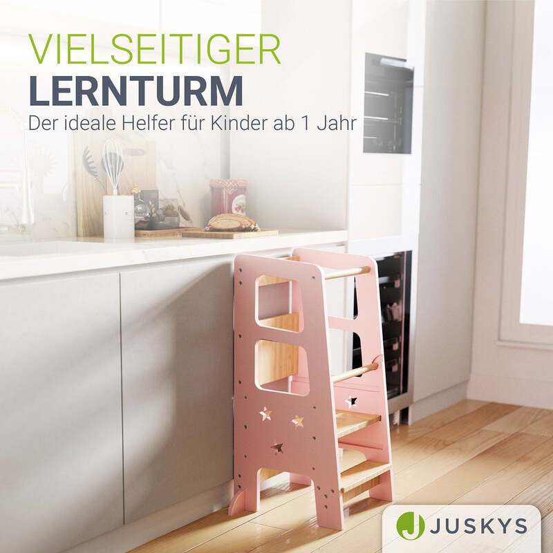 Lernturm Henny Kinderhochstuhl höhenverstellbar stabil rosa 40x90 cm ab 1 Jahr - 4262437182872