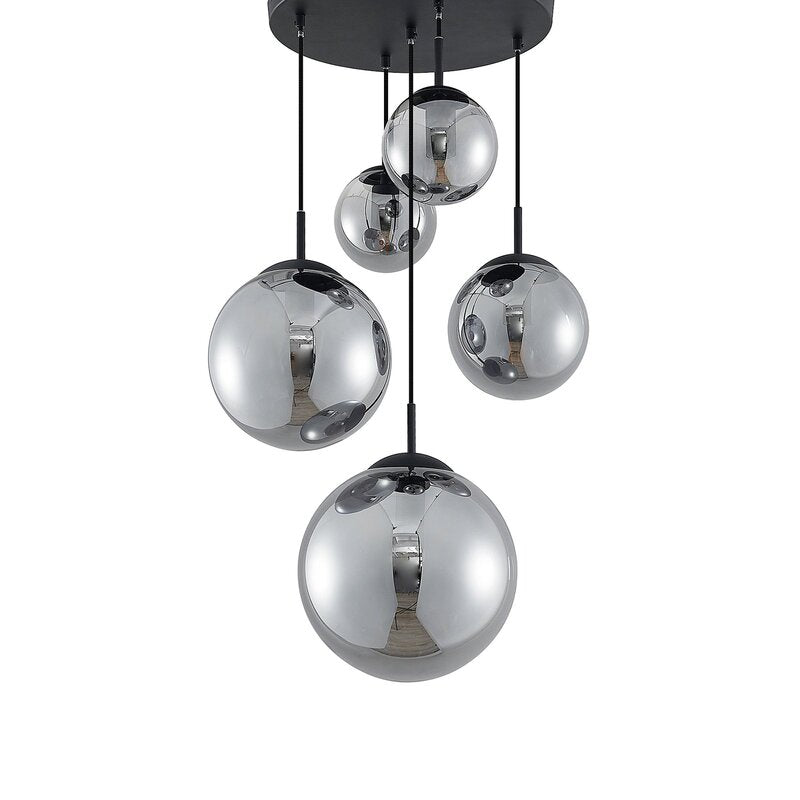 Lindby Hängeleuchte Teeja LED Pendelleuchte dimmbar 5-flg. grau Ø50cm 30cm - 4251911746068