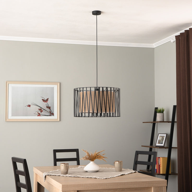 TK Lighting Hängeleuchte Pendelleuchte Harmony Lampe schwarz Jute natur Ø 50 cm - 5901780545574