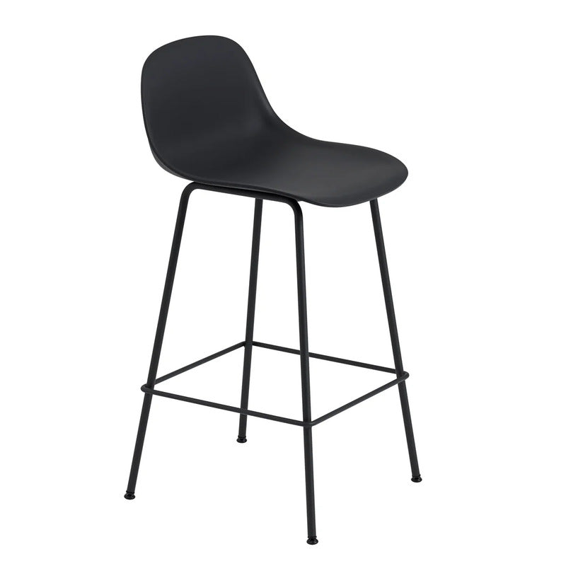 Muuto Fiber Barhocker Tube Base Hocker Küchenstuhl Rückenlehne H65cm schwarz 55 - 5713295826310