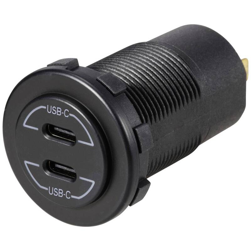 Voltcraft USB-C Doppelsteckdose 60W 3A 12-24V DC Ladegerät Kabel schwarz - 4064161294056