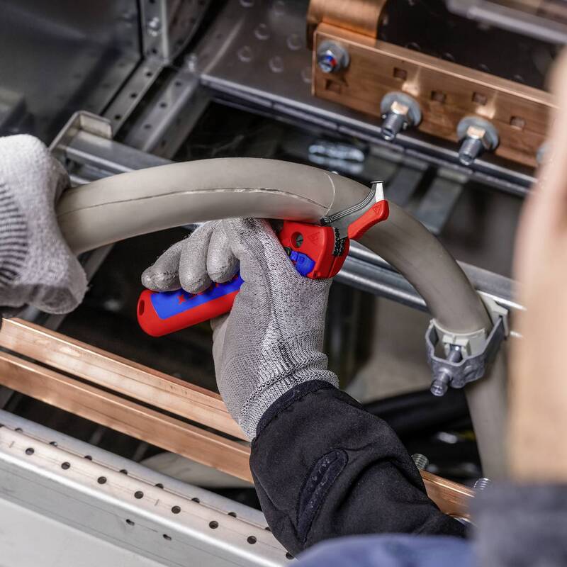 Knipex Abmantelungsmesser mit Gleitschuh und Ratschenfunktion Rundkabel 7 mm - 4003773089902