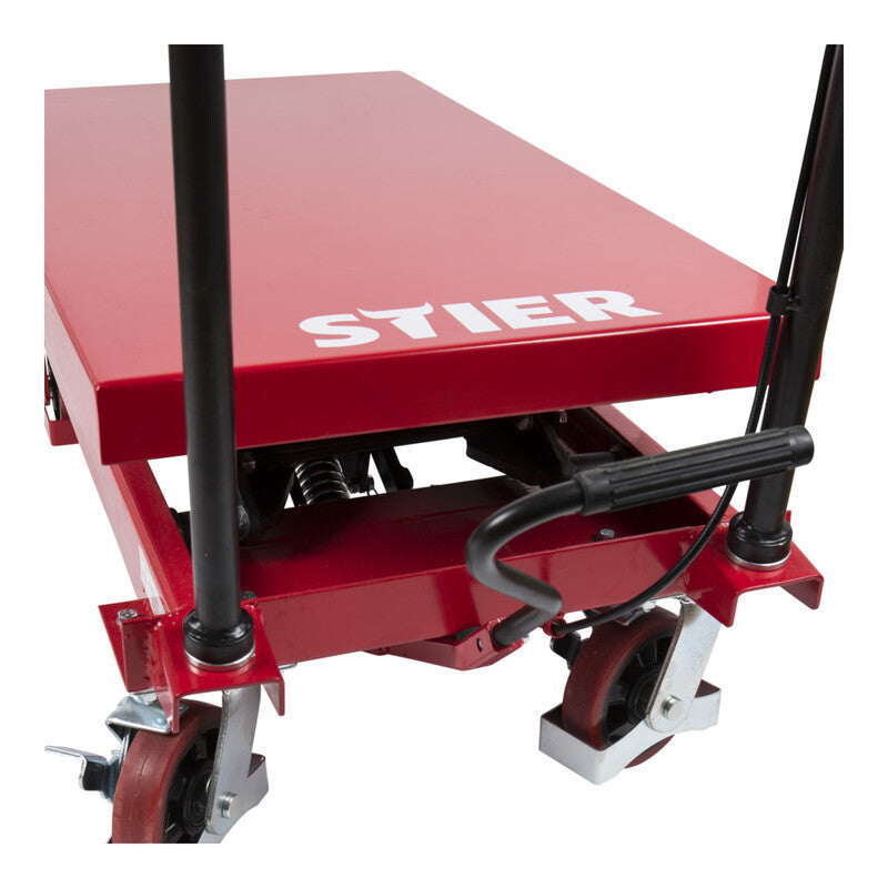 STIER Doppelscheren-Hubtischwagen 350kg Traglast Hubtischwagen 1300mm Höhe 105kg - 4260439000743