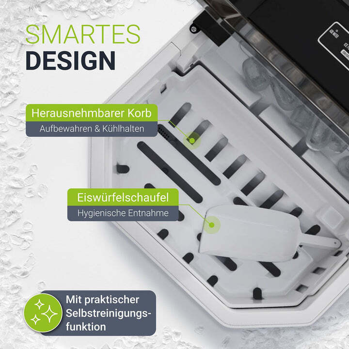 Eiswürfelmaschine IceOracle Selbstreinigung 12kg Eis pro Tag 2 Größen schwarz - 4262437182162