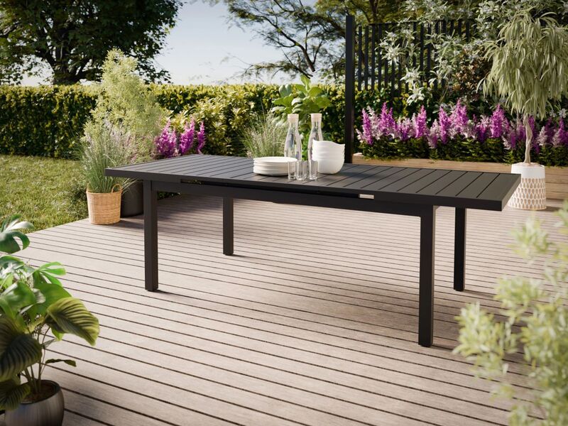 Gartentisch Outdoor Tisch Grovedale ausziehbar 240cm x 100cm anthrazit für 8 - 4007873330551