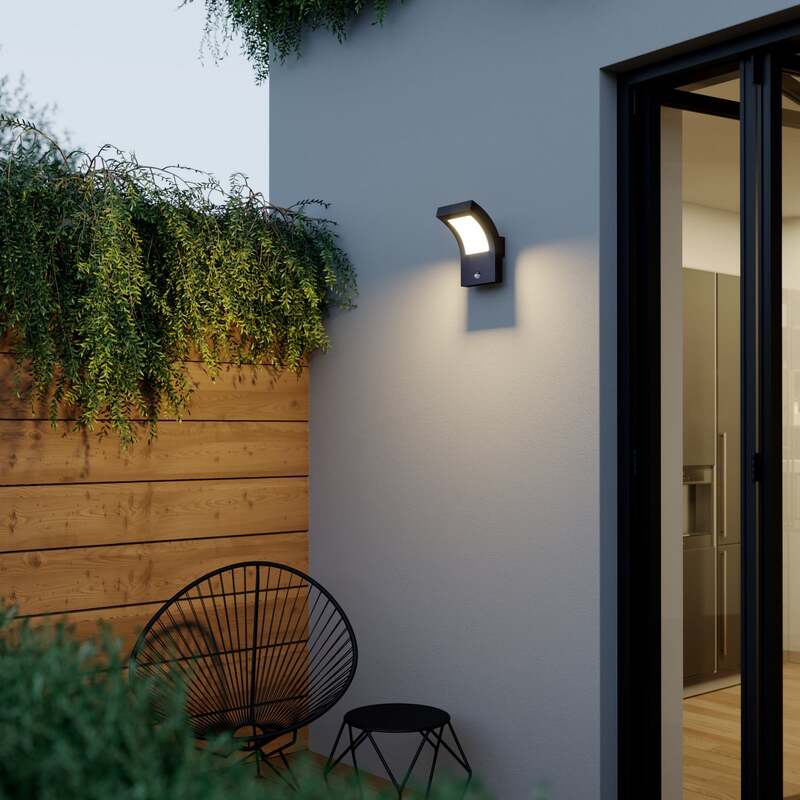 Arcchio Außenleuchte Wandlampe LED Außenbeleuchtung Bewegungsmelder grafitgrau - 4251096566369