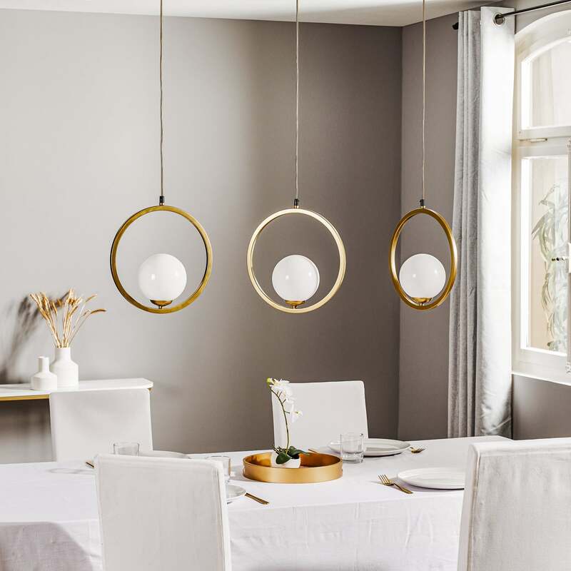 Euluna Hängeleuchte Vienna Hängeleuchte Lampe Opalglas messing 3-flammig E14 - 5902693755746