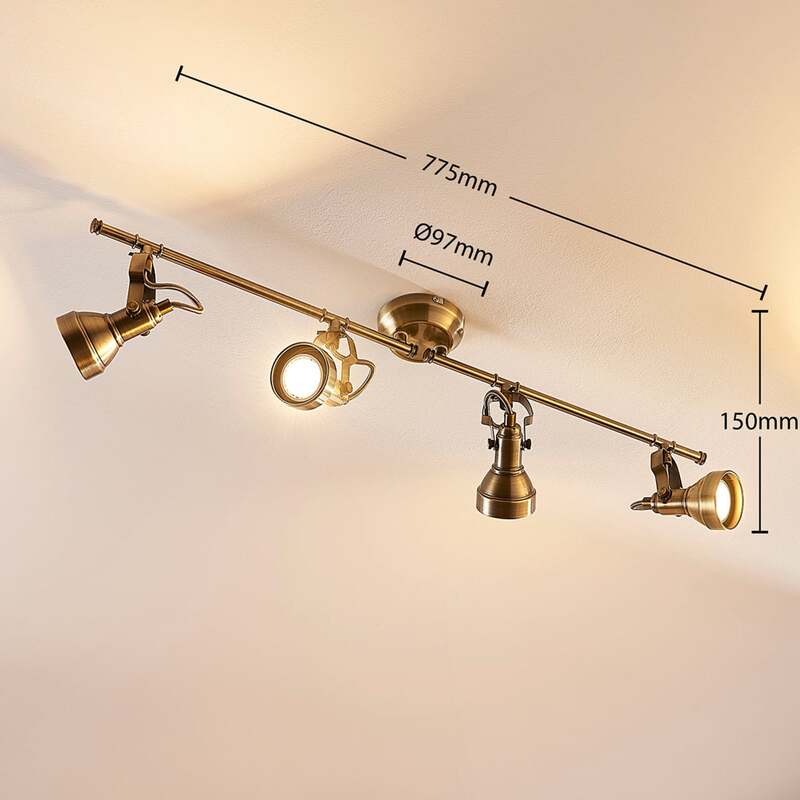 Lindby Deckenlampe Perseas LED Lampe 4-flg dimmbar altmessing 78cm IP20 15cm - 4251096502428