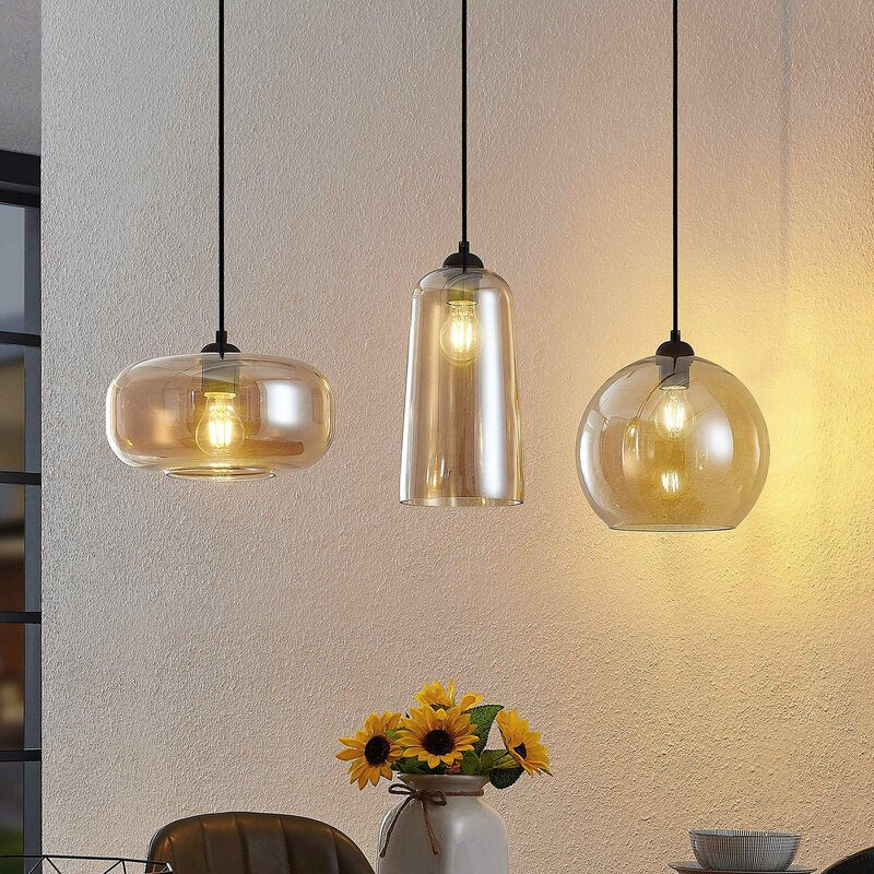 Lucande Wilja Hängeleuchte Hängeleuchte Lampe Leuchte E27 dreiflammig amber - 4251911701753