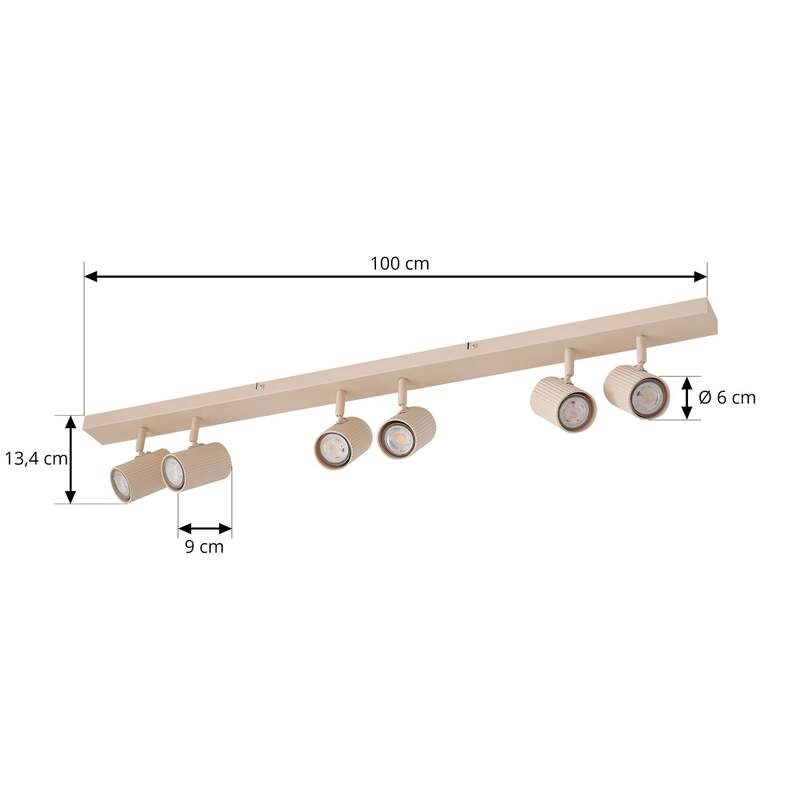 Lindby Deckenspots Spotleuchte Kardis beige 6-flammig Metall LED GU10 100 cm - 4255830904004