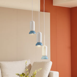 B-Ware Lindby Hängeleuchte Kerimi LED Pendelleuchte Lampe dimmbar creme blau 3-flammig