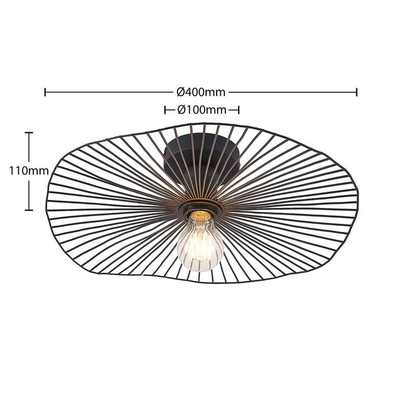 Lindby Deckenleuchte Ruota LED Lampe Leuchte dimmbar schwarz Ø40cm 11cm hoch - 4251096584127