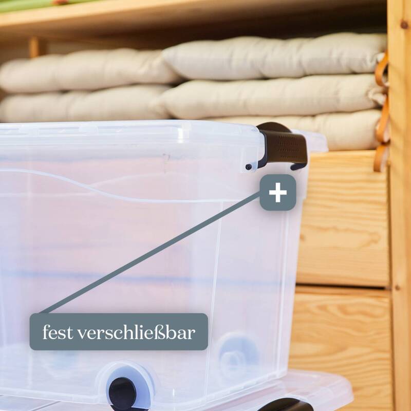 Siena HOME Aufbewahrungsbox Anzio 20l mit Deckel und Rollen 45x33.5x25cm klar - 4055938502030