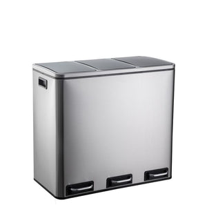 B-Ware hjh OFFICE Abfallsammler Mülleimer Mülltrennsystem Metallbehälter silber 54 l