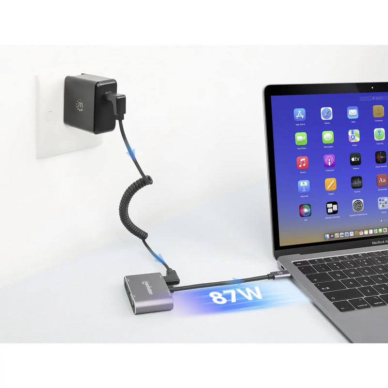 Manhattan USB-C Dockingstation HDMI VGA 4-in-1 Adapter Universal Space Grau 15cm - 0766623130691