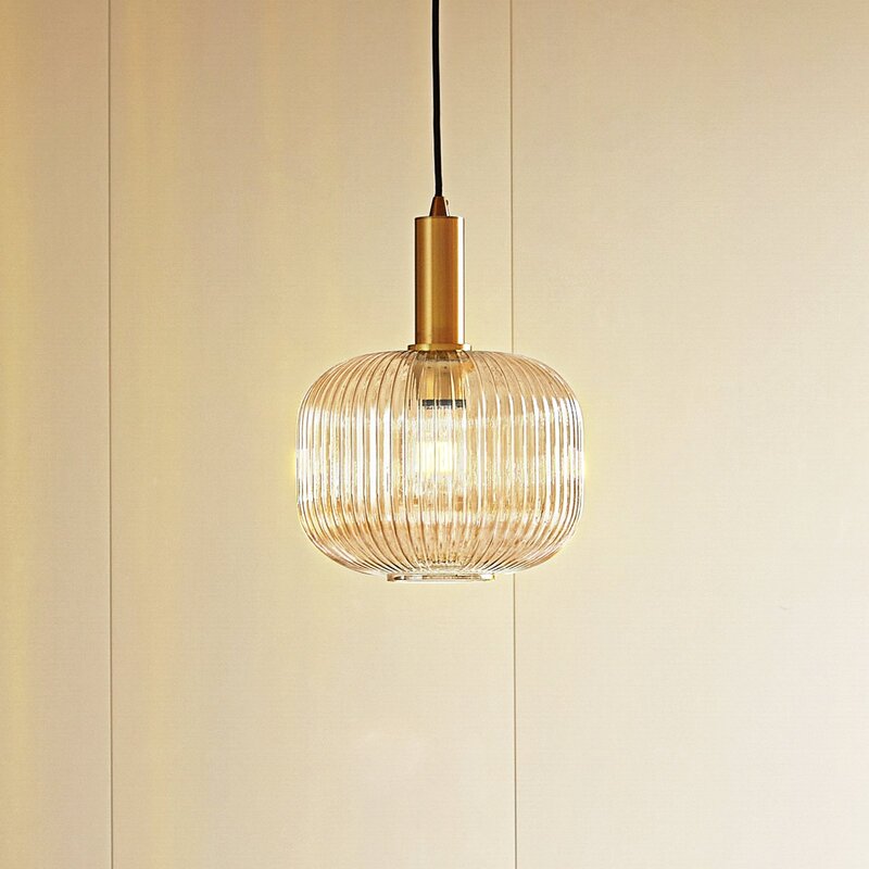 Lindby Hängeleuchte Doroteo 1-flg. amber Glas Deckenlampe Leuchte Spot Lampe - 4251911792980