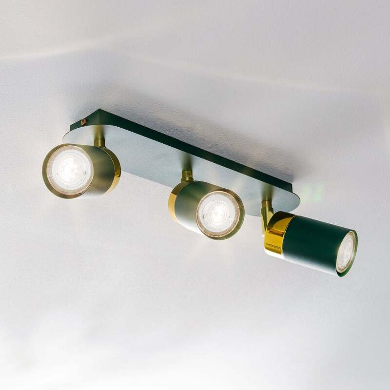 Eko-Light Deckenstrahler Joker LED Strahler dimmbar grün gold 3-flammig 45x6cm - 5902693777199