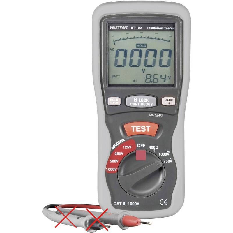 Voltcraft ET-100 Isolationsmessgerät Prüfspannungen Messgerät 125 250 500 1000 V - 4016139187266