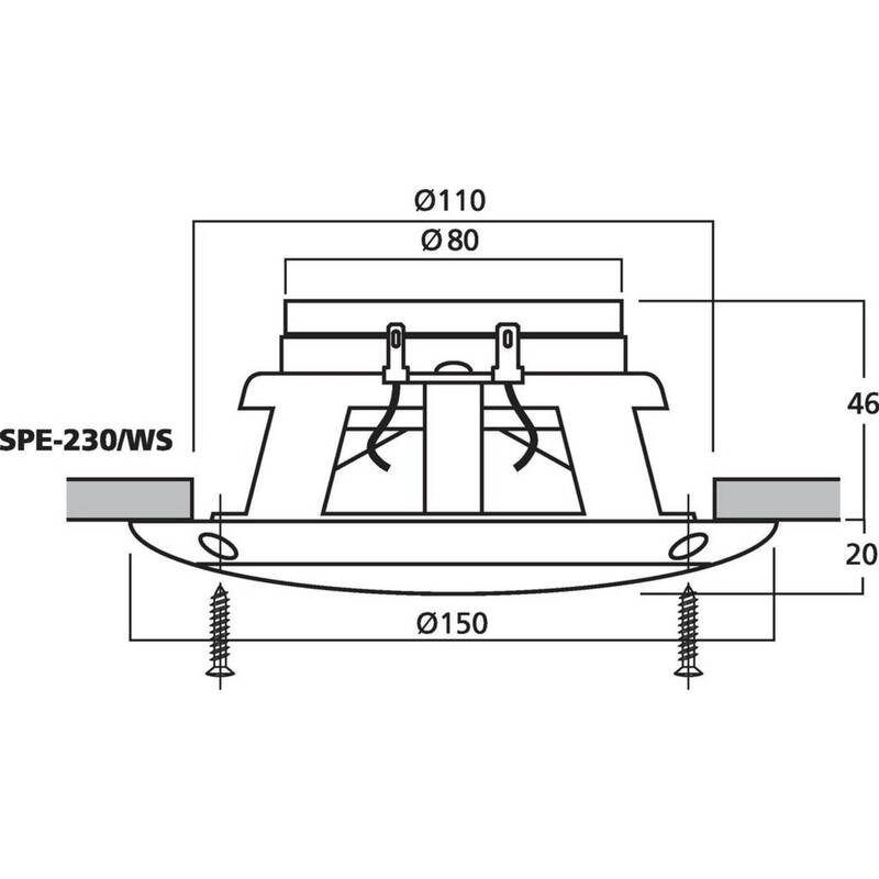 Monacor Einbaulautsprecher Box 2-Wege-System SPE-230/WS 50W 8Ω Weiß 15cm 1 Paar - 4007754091496