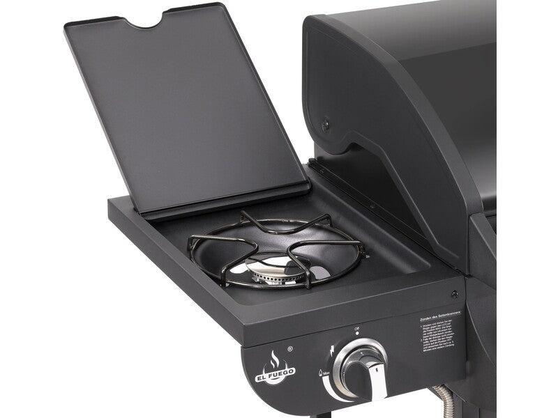 El Fuego Gasgrill Columbus 3-Brenner Grill mit Seitenkocher Garten schwarz - 4250373205625