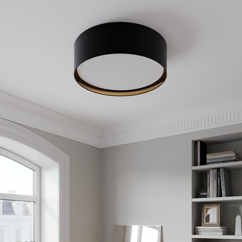 TK Lighting Deckenleuchte Lampe Bilbao schwarz gold runde Leuchte Wohnzimmer - 5901780534325
