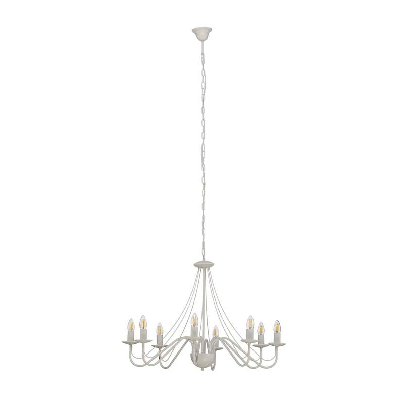 Kronleuchter Malbo Hängeleuchte LED 8-flammig dimmbar weiß Metall Ø77cm - 5902349238029