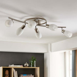 B-Ware Lindby Deckenleuchte Strahler Arda Glas Nickel E14 sechsflammig Wohnraum Beleuch