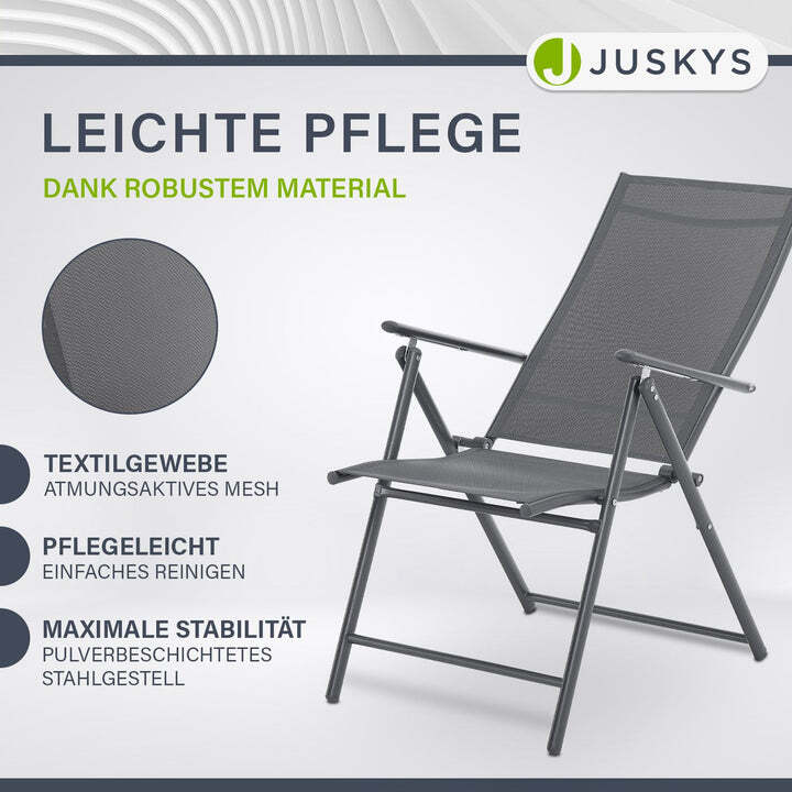 Gartenstuhl Calena Klappstuhl mit 7-fach verstellbarer Lehne 2er Set anthrazit - 4262437184647