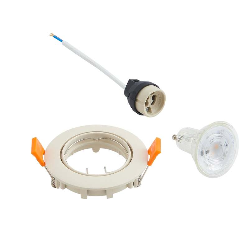 Prios Deckeneinbauleuchte Fibur beige Zink Ø 8,2 cm dimmbar GU10 10 W - 4251911795653