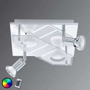 B-Ware Eglo Deckenleuchte Cabo-C LED RGBW Lampe dimmbar chrom/weiß 25x25cm 880 Lumen