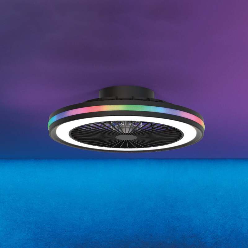 Mantra Iluminación LED-Deckenventilator Gamer schwarz 47 cm CCT RGB leise - 8435153282928