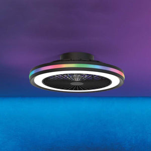 B-Ware Mantra Iluminación LED-Deckenventilator Gamer schwarz 47 cm CCT RGB leise