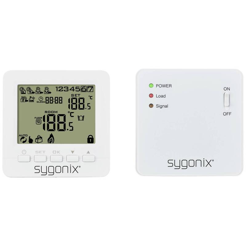 Sygonix Funk-Raumthermostat SY-5470190 Aufputz Wochenprogramm 1 St. Weiß - 4064161241609