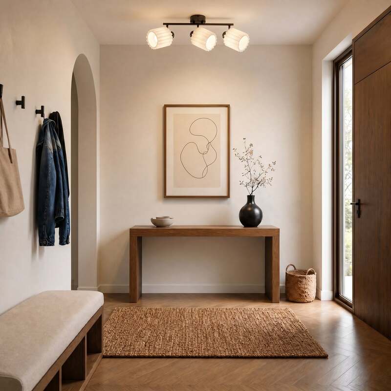 Lindby Deckenstrahler Shiloh LED dimmbar 3-flammig Holz walnuss beige 52x24,5cm - 0000010052835