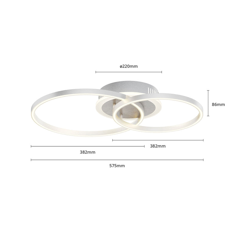 Lindby Deckenleuchte Edica LED Lampe dimmbar CCT 3000K-6000K nickel Ø58cm - 4251096575668