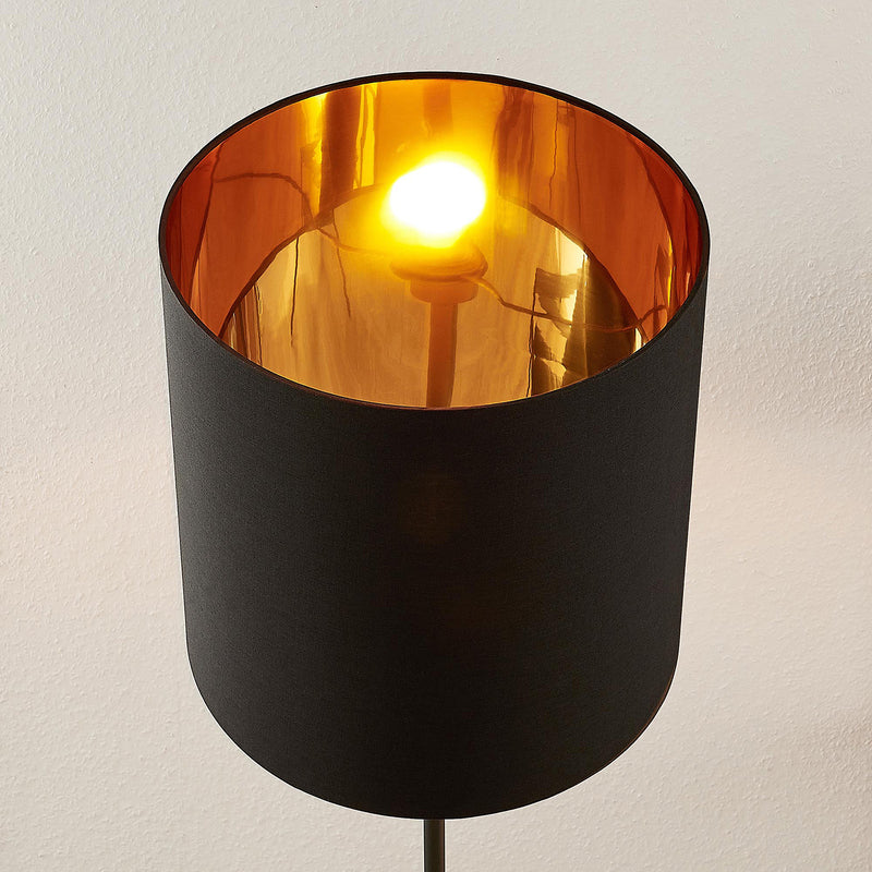 Lindby Stehleuchte Nymar schwarz-gold Lampe Leuchte LED E27 179cm Stoff Metall - 4251096578058