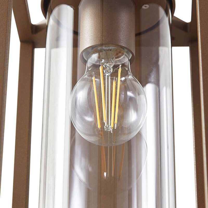 Lucande Außenwandleuchte Ferda hängend braun IP44 Aluminium Glas 16x38cm - 4251911795707