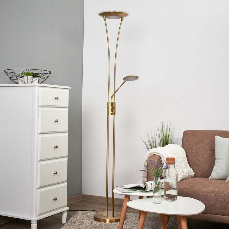 Lindby Stehlampe Eda LED dimmbar messing matt Leselampe Lampe 180cm Höhe 30cm - 4251096532357