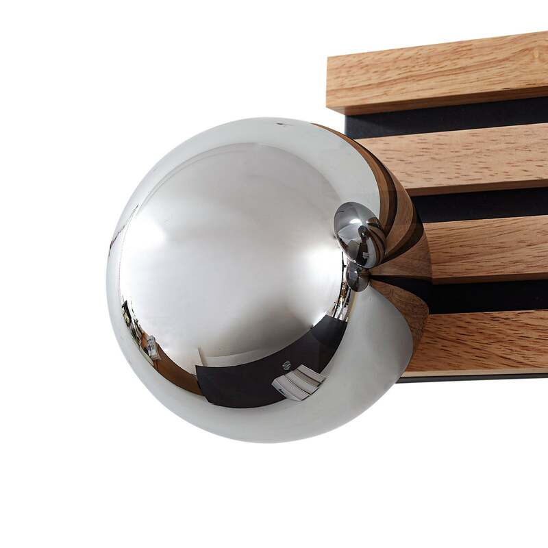 Lindby Wandleuchte Woodora 4-flammig Holz Glas rauchgrau dimmbar 68 cm - 4255830903281