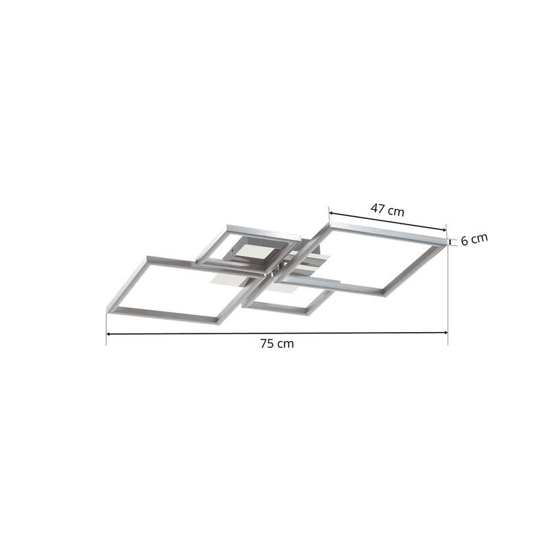 Briloner Deckenlampe Frame LED dimmbar Wandleuchte Lampe chrom-silber 75x47cm - 4002707363637