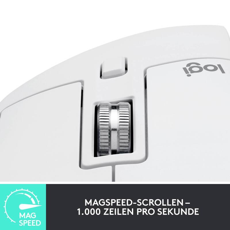 Logitech MX Master 3S Ergonomische Maus Bluetooth 8000 dpi Hellgrau 7 Tasten - 5099206103733