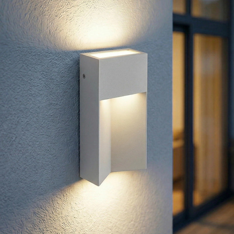 Kaholo LED-Außenwandleuchte eckig Aluminium IP44 hellgrau Gartenlampe Leuchte - 4255830907692
