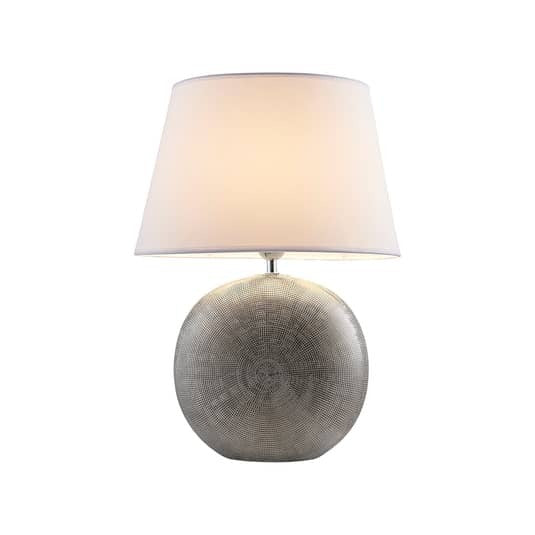 Lindby Tischlampe Florentino LED Lampe Leuchte Keramik Textil silber weiß 49cm - 4251096577808