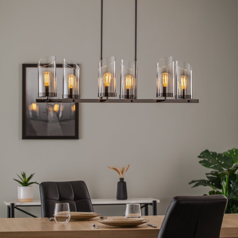 Lucea Kronleuchter Padrela linear schwarz-chrom 6-flg Deckenlampe Deckenleuchte - 8698525602810