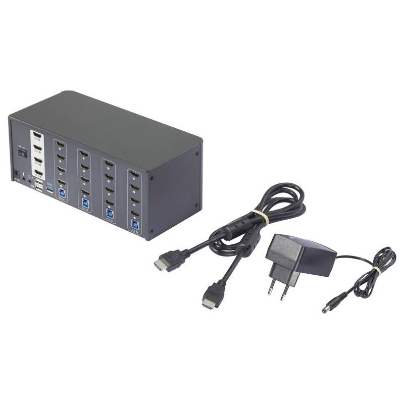 KVM-Konsole Umschalter Switch SpeaKa Professional HDMI 4x4 Port Multi Display - 4064161394442