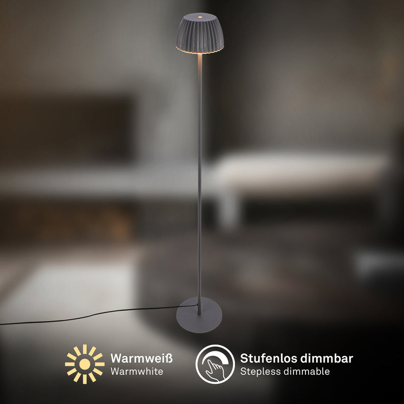 Briloner LED-Stehlampe Loca, anthrazit, Höhe 123 cm Kunststoff/Metall - 4002707485698
