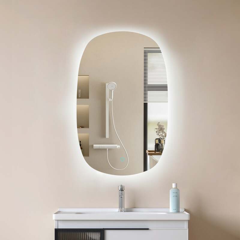 Lucande LED-Spiegel Celestiel oval 80 cm beheizbar CCT Chrom 2400 lm - 4251911777857